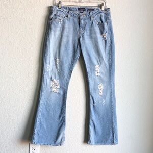 Aeropostale Y2K Authentic Flare Jeans Distressed Low Rise 9 10 Vintage